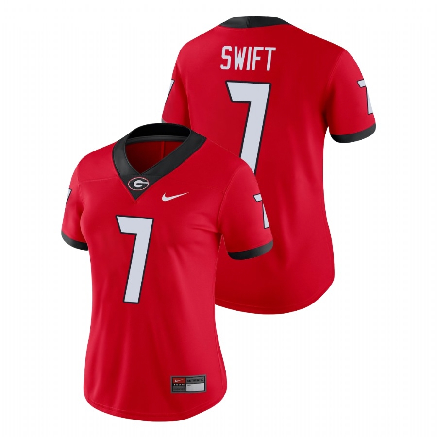 Georgia Bulldogs Women's NCAA D'Andre Swift #7 Red Game College Football Jersey EAD5749XE